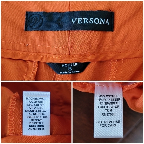 Versona Modern Fit Bright Orange Mid-Rise Cuffed Chino Shorts Women's Size 8 - Picture 4 of 8
